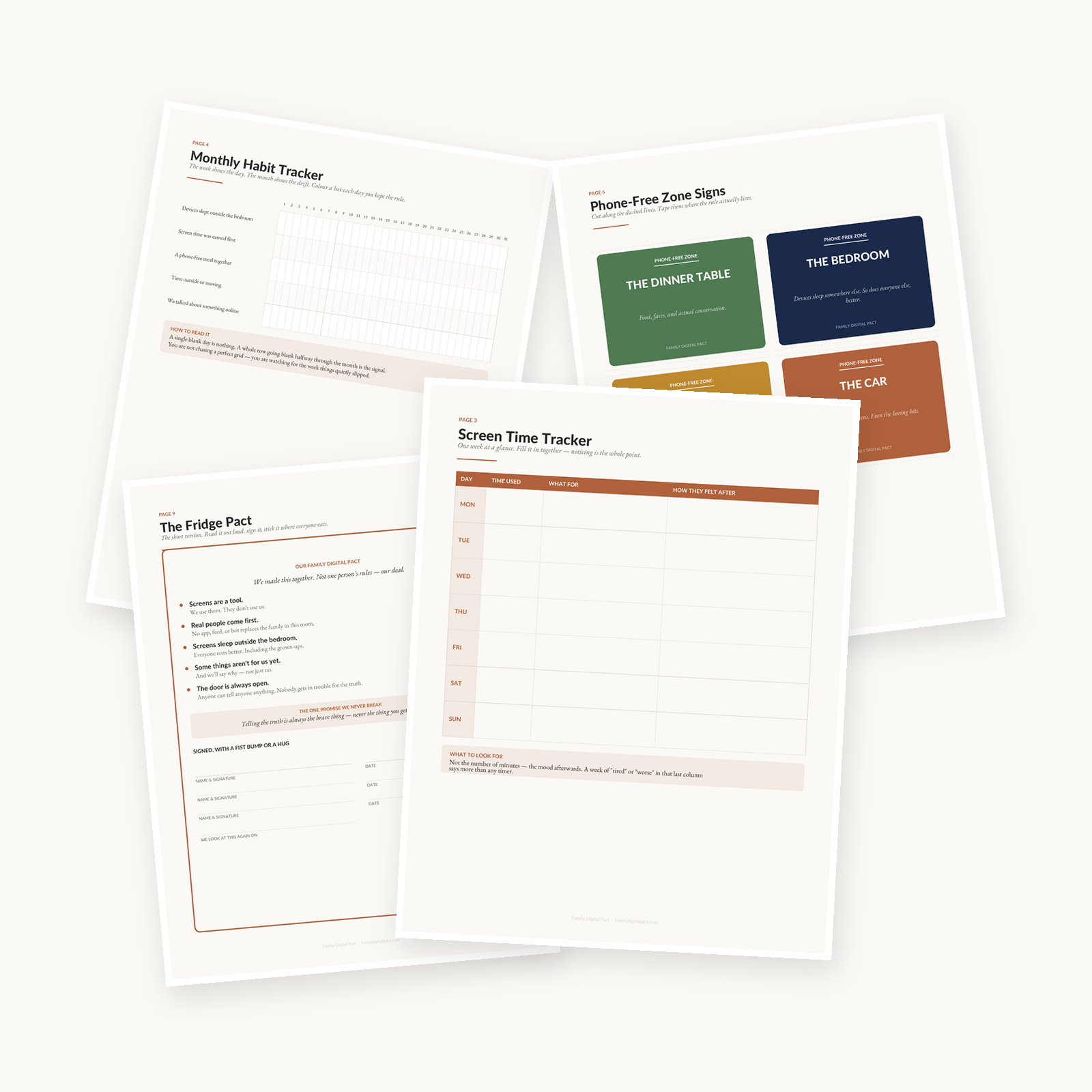Family Digital Pact printable pages